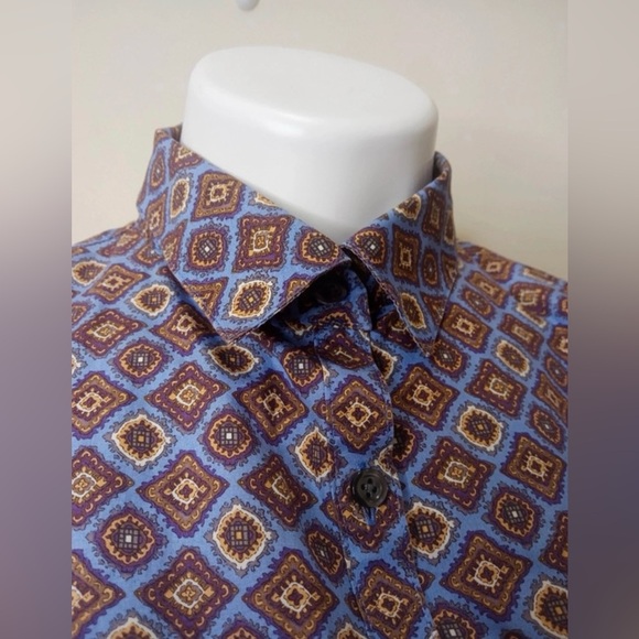 Lands’ End No Iron Supima Button-Up Shirt Women’s Size 8 Geometric Print - Picture 5 of 10